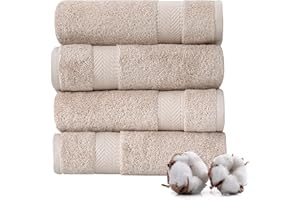 TEXTILOM Turkish Hand Towels for Bathroom – Hotel and Spa Quality & Soft & Absorbent & Quick Dry Bathroom Hand Towels – 100% Cotton Turkish Hand Towel Set of 4 (16 x 28 inches) - Beige