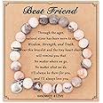 HGDEER Natural Stone Heart Friendship Braceles for Best Friend Bestie with Gift Message Card, Suitable as a Gifts on Birthday