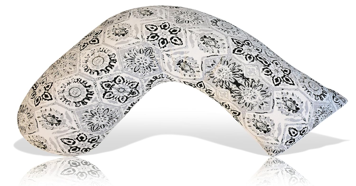 Luna Lullaby Nursing Pillow Grey Black White Geo Baby