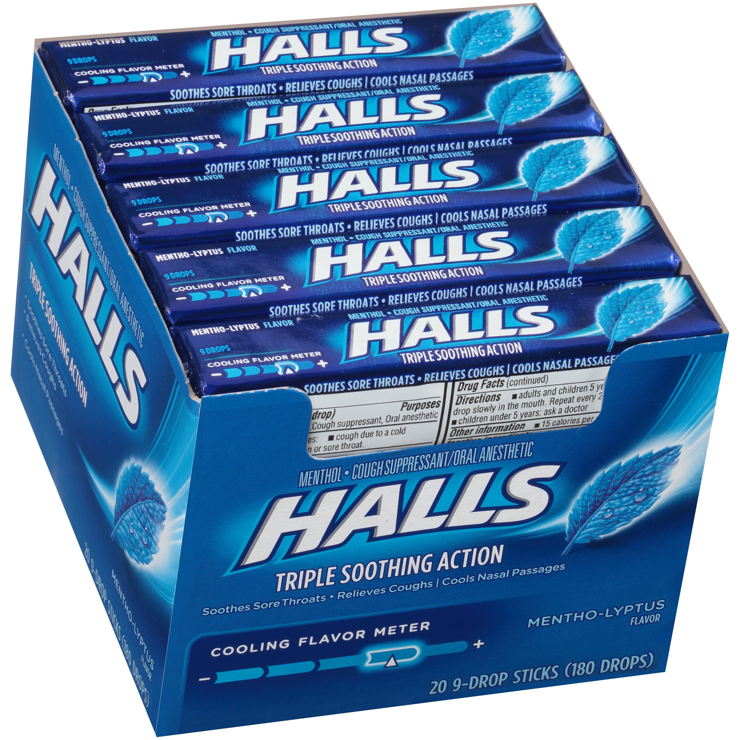 Halls Honey Lemon Cough Drops with Menthol 180 Drops