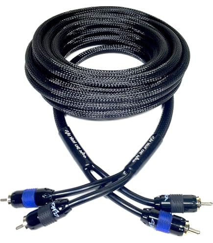 Sky High Car Audio 18ft Premium 2-Channel RCA Cable – Nylon Copper Braided