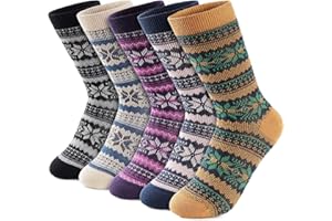 Gonii Crew Socks Women Hiking Running Casual Wool Calf Wool Socks 5 Pairs