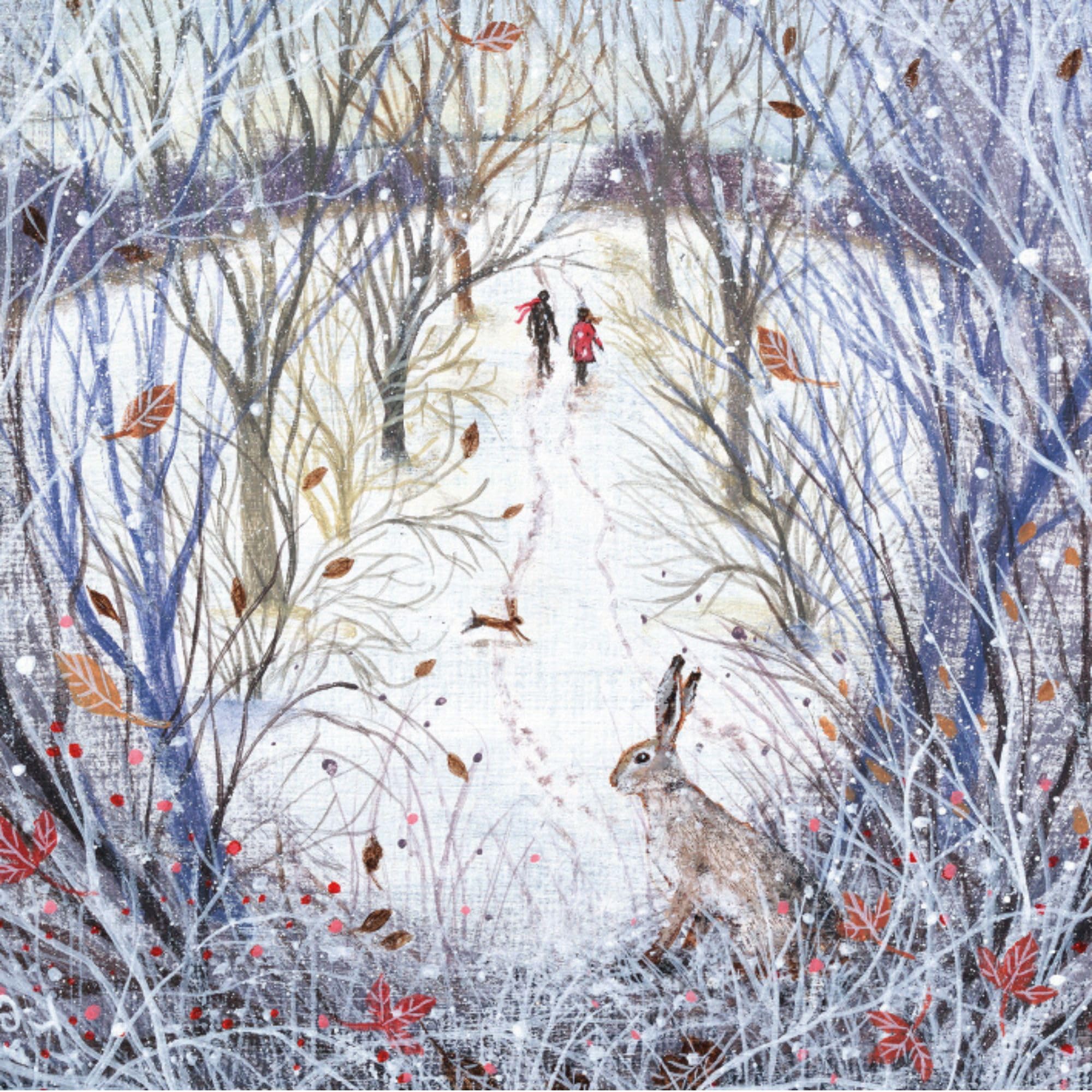 Museums & Galleries Charity Christmas Cards - Pack of 8 Premium Christmas Greeting Cards with Envelopes - Festive 'Snowy Walk' by Lucy Grossmith - Supporting Macmillan Cancer Support