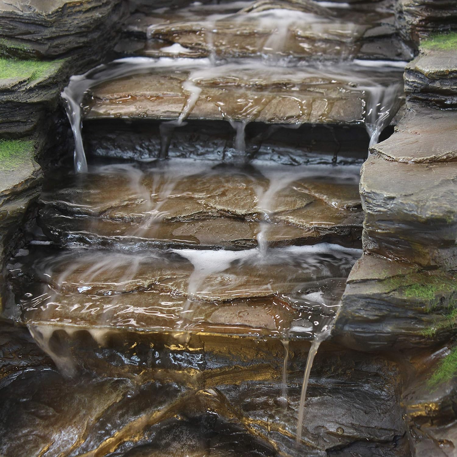 Sunnydaze Shale Falls Outdoor Fountain with LED Lights - Rustic Exterior Standing Water Feature - Corded Electric - Ideal for Patio, Balcony, Garden, Front Porch or Landscaping - 13-Inch: Sunnydaze Decor: Kitchen & Dining