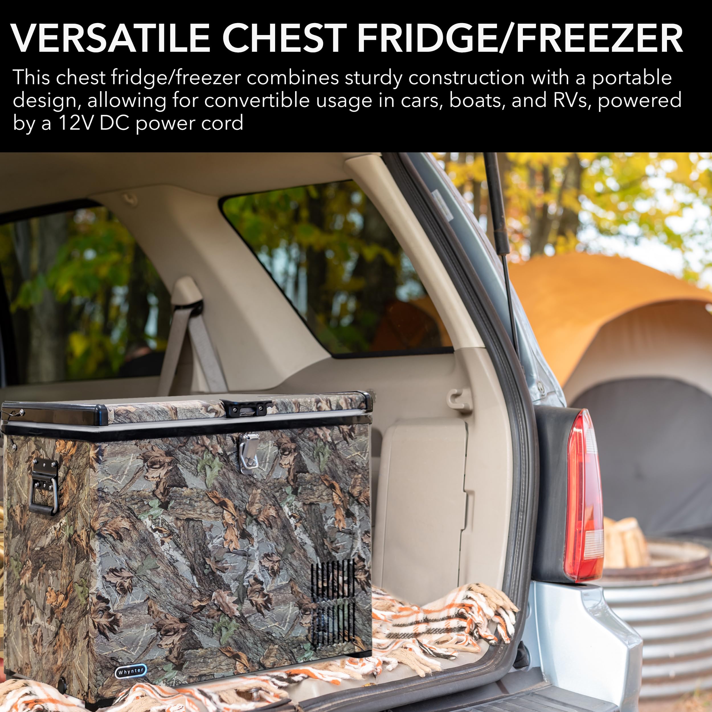 Whynter FM-45CAM 45 Quart Camouflage Edition Portable Refrigerator, AC 110V/ DC 12V Real Freezer for Car, Home, Camping, RV-8°F to 50°F, One Size, Camoflauge