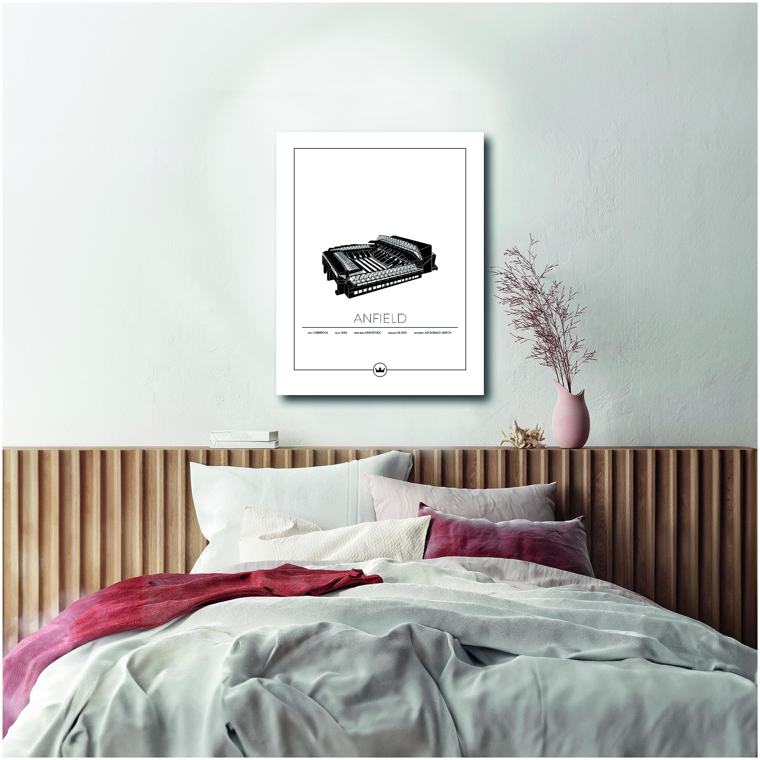 Sverigemotiv Anfield Football Stadium Wall Art Print — Football Gifts for Boys Girls Men Fans — Home of the Premier League Football Reds of Liverpool Since 1892 — Unframed Poster 50x70 cm