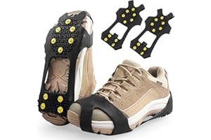 AGOOL Ice Cleats Snow Traction Cleats Crampons for Shoe and Boots Non-Slip Overshoe for Walking on Snow and Ice Rubber Walking Cleats Anti Slip Crampons