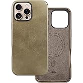 Le Pelle - Handcrafted Premium Italian Leather Case for iPhone 16 Pro - Compatible with Magsafe - Two-Tone Effect with Unique Patina Over Time - Sand Dune