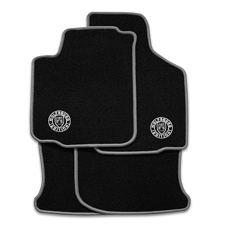 Eight Tec Handelsagentur ETQ300WOB0598 Fußmatten mit Bestickung Wolfsburg Edition Velours Schwarz in Silbergrau