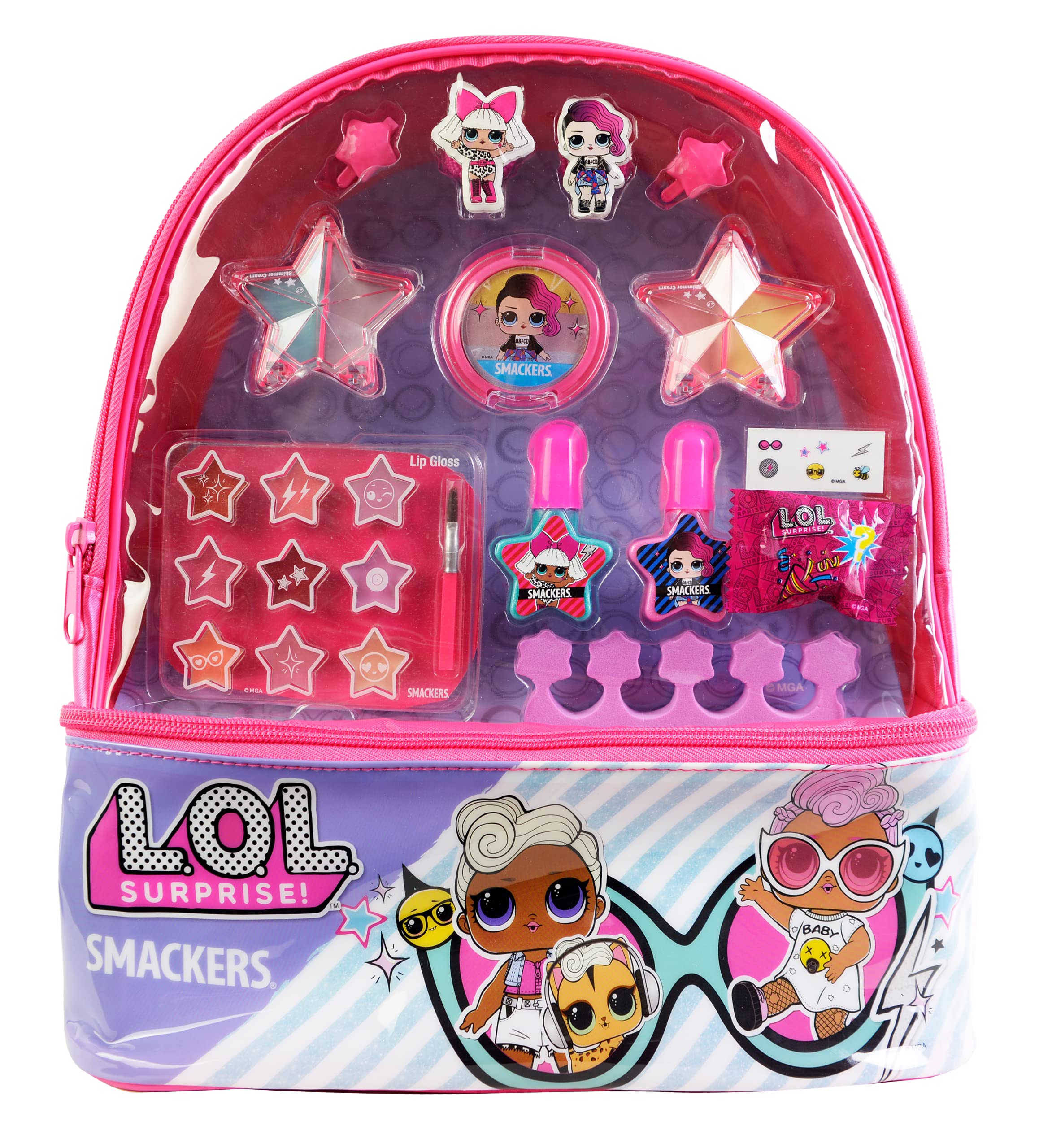 Lip Smacker LOL Backpack, Makeup Set for Kids, Trendy and colourful Bag with Makeup for Girls, Hair Scrunchies, Nail Polish and Other Accessories, Gift for Girls