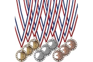 HODGES BADGE COMPANY, INC. Hodges Award Medals - 1st 2nd 3rd Award Medals - Gold Silver Bronze Medals with Neck Ribbons - 3 Pack or 9 Pack