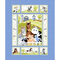 Amazon.com: Susybee Denim Barnyard Blues 36in Quilt Panel : Arts ...