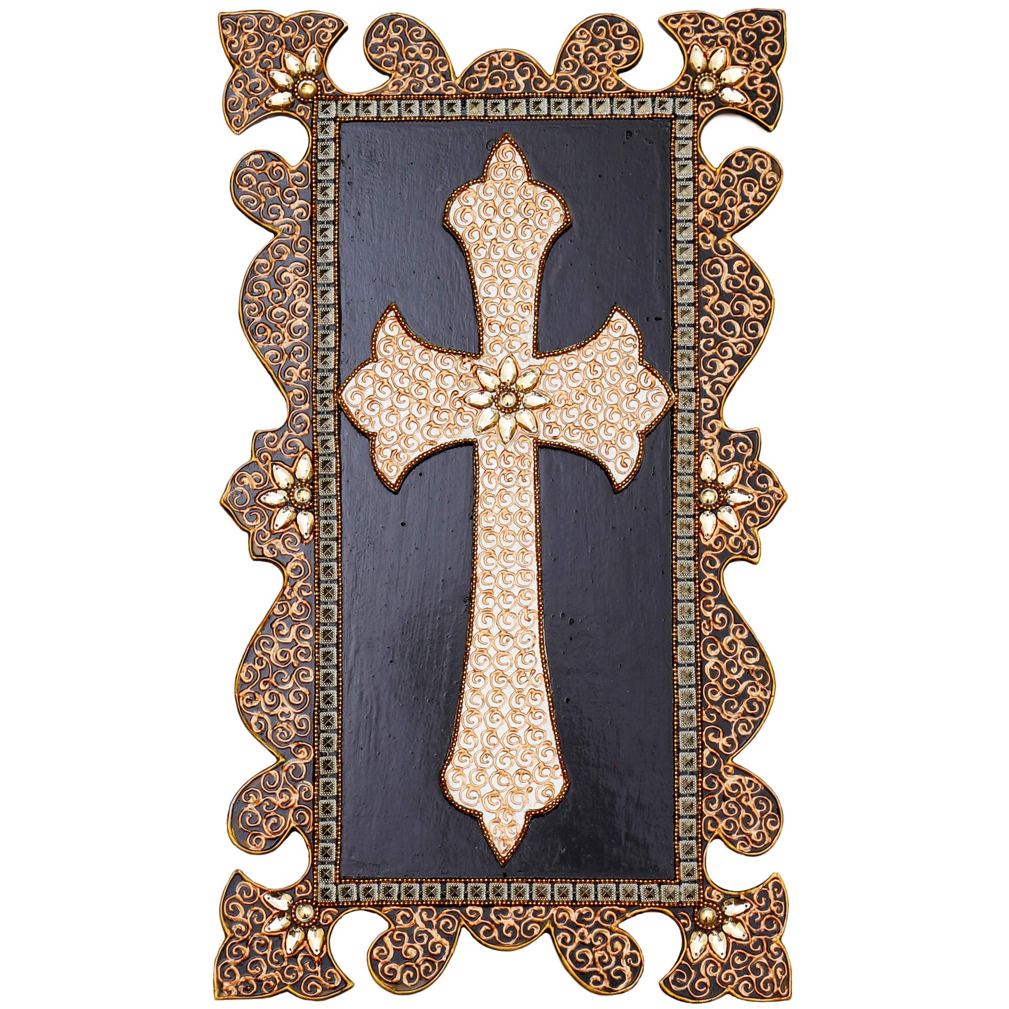 Ethnic Avenue Decorative Wall Crosses for Home Decor - 100% Handcrafted Wooden Wall Cross Hanging Painting - mj27jsg70ba