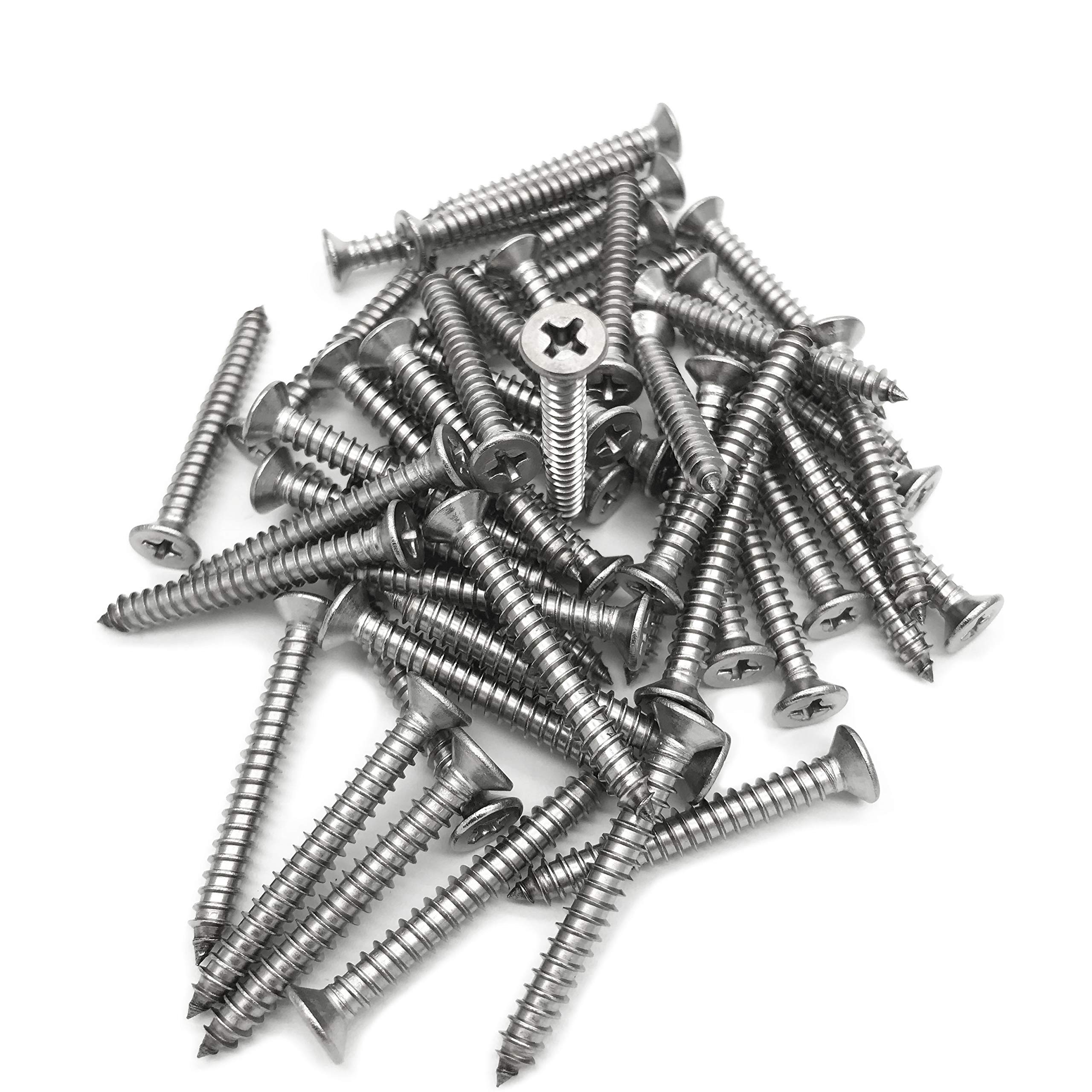5 x 40mm Screw, Flat Head, Phillips Drive, Self Drilling, 304 Stainless Steel Drywall Wood Screws 50Pcs