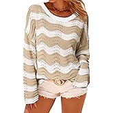 Arach&Cloz Women's Linen Blend Crochet Bell Sleeve Beach Vacation Striped Tops 2026