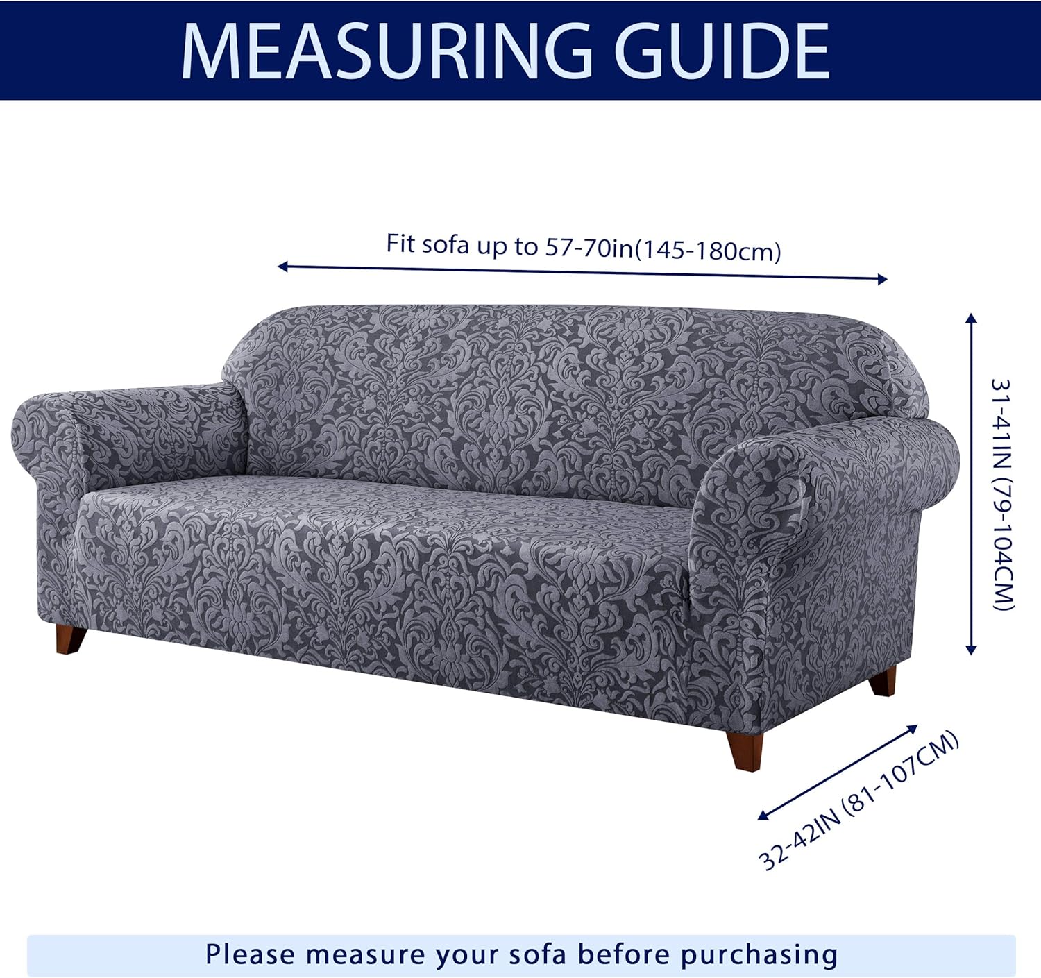 subrtex 1-Piece Damask Sofa Slipcover 1,2,3 Seater Jacquard Sofa Cover High Elastic Stretch Furniture Protector (Loveseat - Image 5