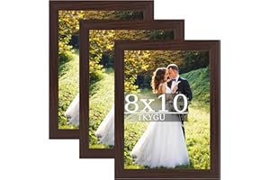 TKYGU 8x10 Frames Brown Set of 3, Natural Wooden 10x8in Picture Frames, Modern Frames 8 x 10inch Gallery Photo Pic Frame with Real Glass, Art Frame,Wall Tabletop Display Best Gift