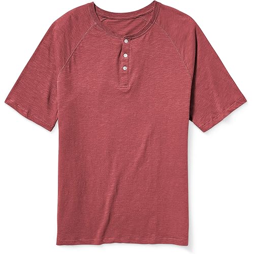 Amazon Essentials Men's Big & Tall Short-Sleeve Slub Henley T-Shirt fit by DXL