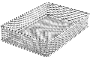 YBM HOME Silver Mesh Drawer Cabinet and or Shelf Organizer Bins, School Supply Holder Office Desktop Organizer Basket 1590s (1, 6x9x2 Inch)