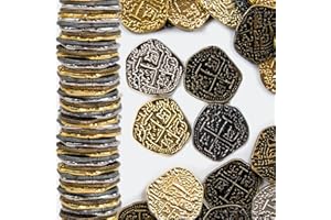 Beverly Oaks Metal Pirate Coins - Gold and Silver Spanish Doubloon Replicas - Fantasy Metal Coin Pirate Treasure (30-Coins)