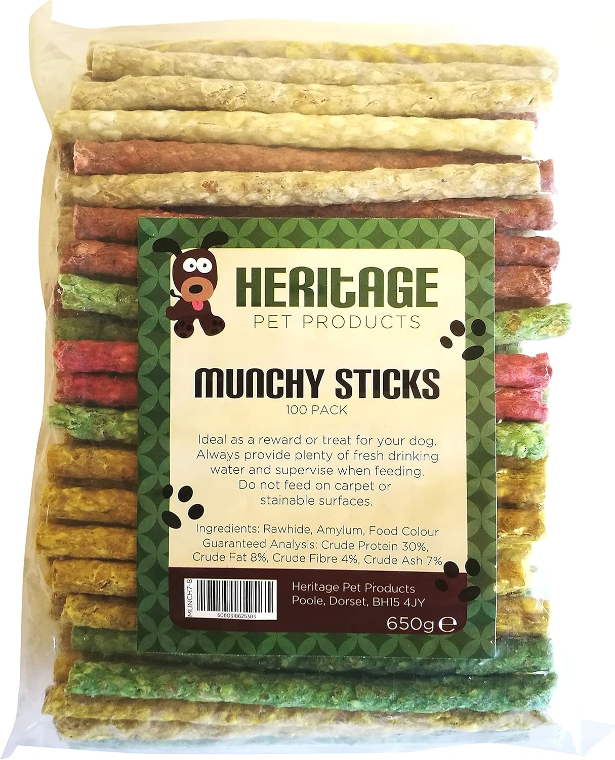 Heritage Pet Products Munchy Sticks 78mm Dog Chews Rawhide Treats 5