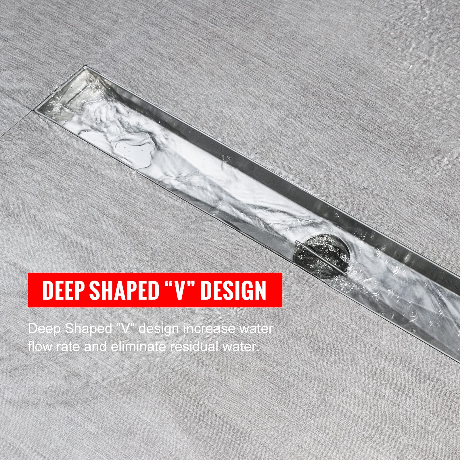 SaniteModar 24 Inch Linear Shower Drain With Removable Square Hole