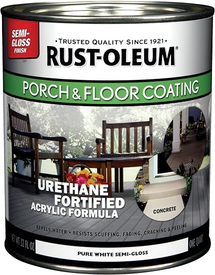 Rust-oleum porche de pintura para piso, 1-quart, 1 cuarto, Blanco puro