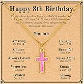 DORANA Easter Basket Stuffers for Teenage Girls Happy 6 7 8 9 10 11 12 13 Year Old Girl Birthday Gift Pink Cross Necklace for Teen Girl First Communion Baptism Confirmation Gifts