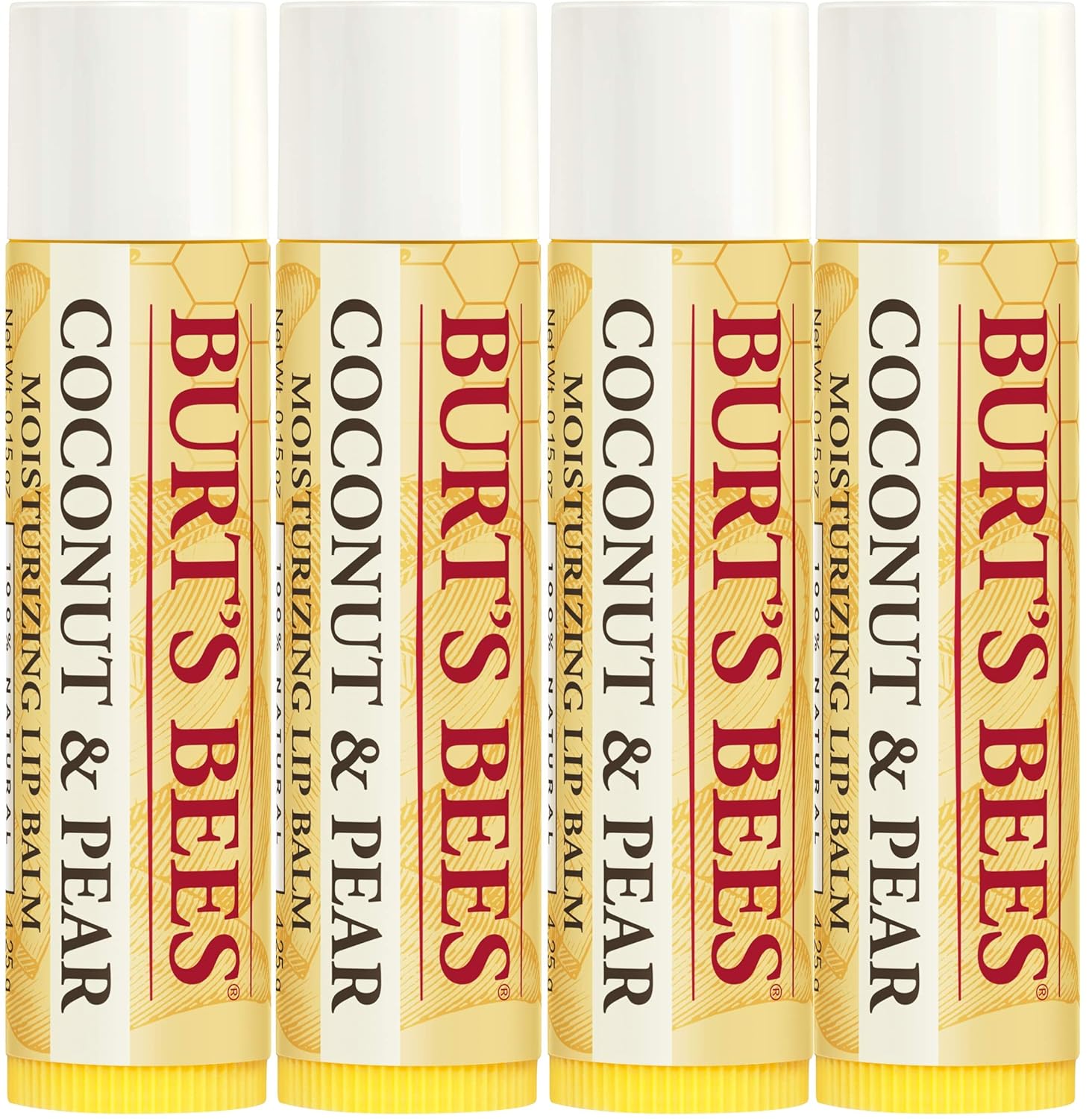 Burt's Bees 100% Natural Moisturizing Lip Balm, Superfruit - Pink Grapefruit, Mango, Coconut & Pear, Pomegranate - 4 Tubes : Beauty