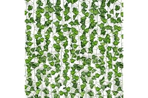 HATOKU 12 Pack Fake Ivy Garland Fake Vines Artificial Ivy, Fake Leaves Greenery Hanging Plants for Wedding Wall Party Room Bedroom Aesthetic Decor, 84 Feet