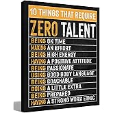 BIWSHA Office Decor, Motivational Wall Art Decor for Office, Inspirational Quotes Wall Art for Men Women, Canvas Paintings 11x14 Inches, Ten Things That Require Zero Talent