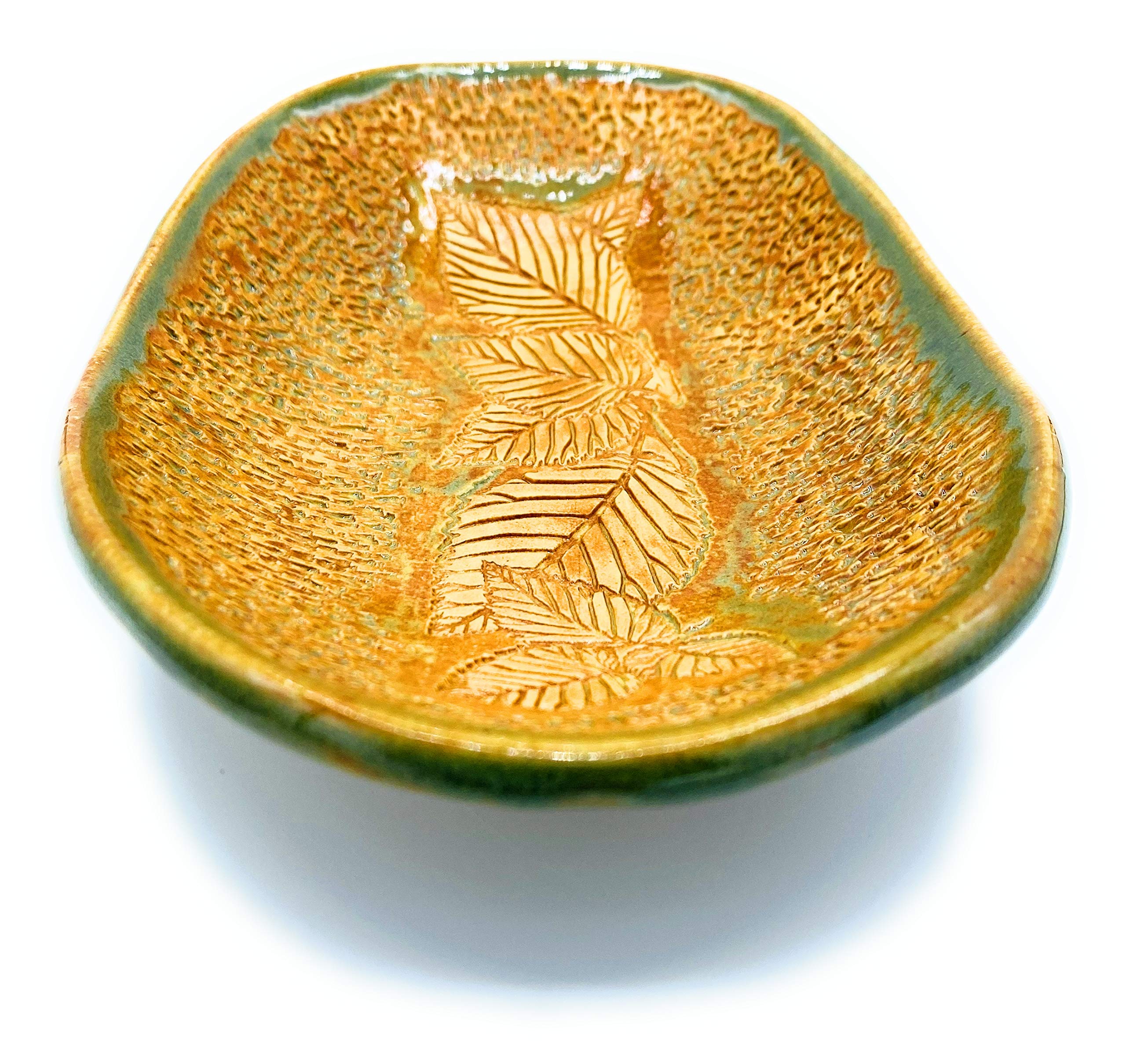 B JANECKA Fall Leaves Oval Decorative Bowl, Artisan Crafted in USA, Pottery 9th Anniversary Gift