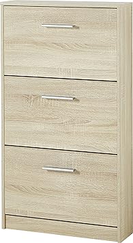 Germania 3602-156 Schuhschrank mit 3 Klappen, in Sonoma-Eiche-Nachbildung, 58 x 105 x 17 cm (BxHxT)