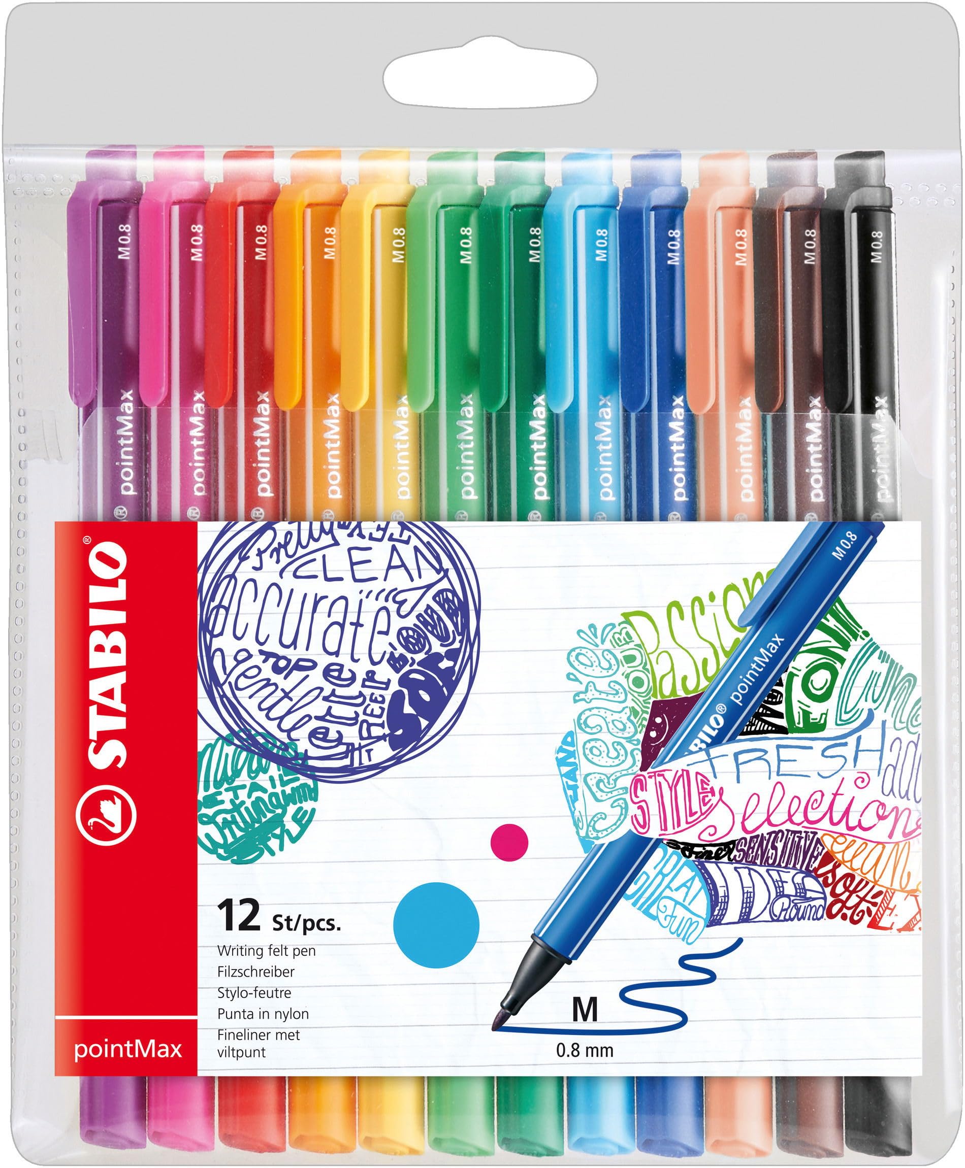 STABILO pointMax - Nylon-Tip Sign Pen - Pack of 12 - Assorted Colours — image 1