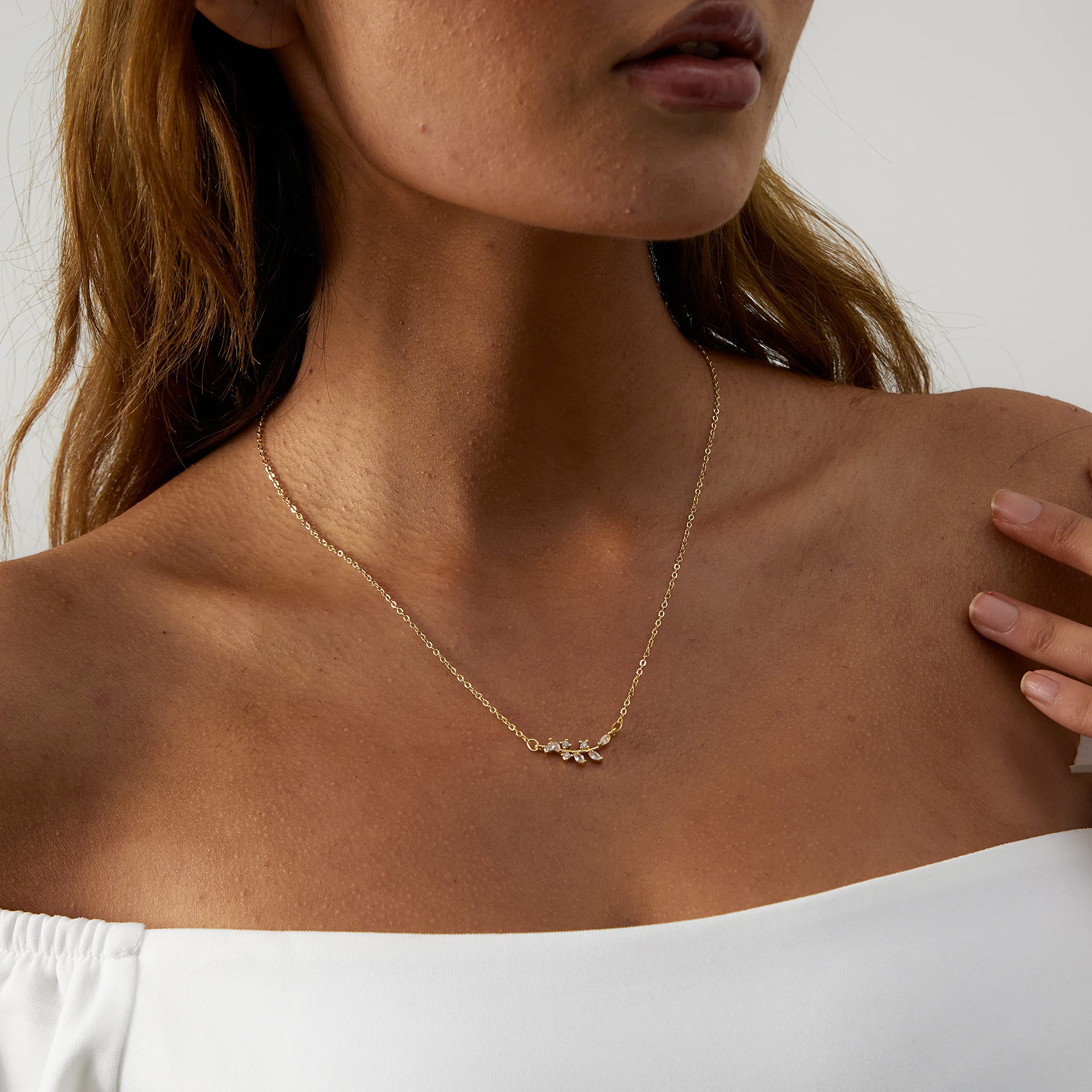 CZ Olive Leaf Necklace
