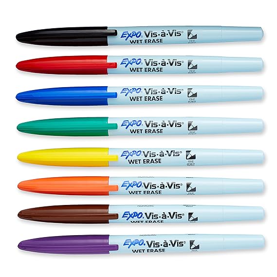 Expo VisAVis Wet Erase Markers, 8 Colored Markers (16678B) Amazon.in