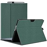 Megoo Surface Pro 11 Case for Microsoft Surface Pro 11/10/9 13", Multiple Angle Adjustment Folio Case Protective Cover with Stylus Pen Holder Compatible with Type Cover Keyboard (Cyan)