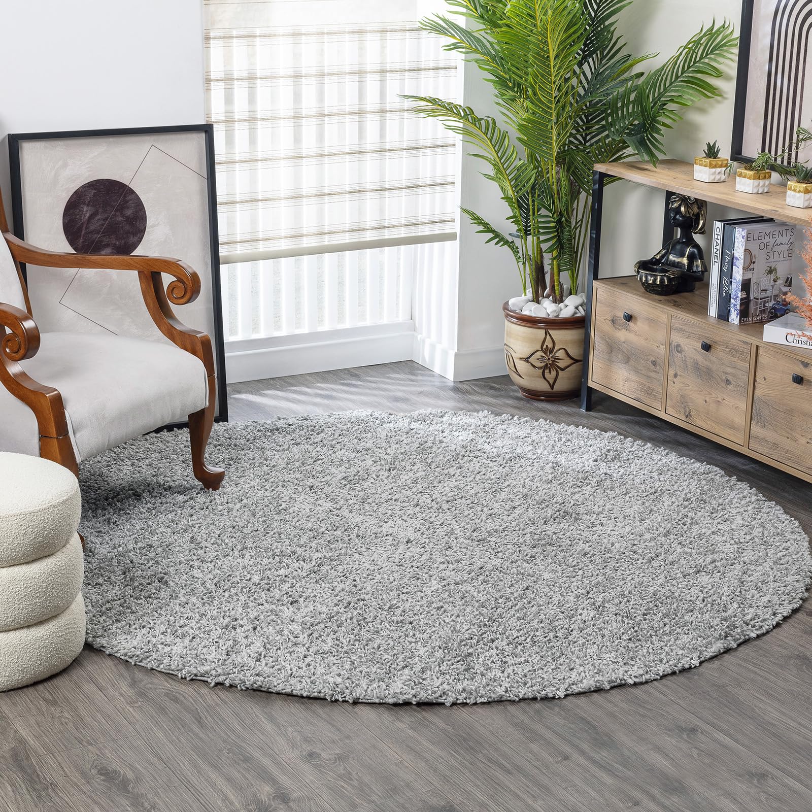 Livabliss Home Shaggy Rug - Modern Berber Rugs Living Room, Large 120 cm, Soft Shaggy Rugs for Bedroom - Neutral Boho Fluffy Rug, Easy Care Plush Thick Pile - Grey
