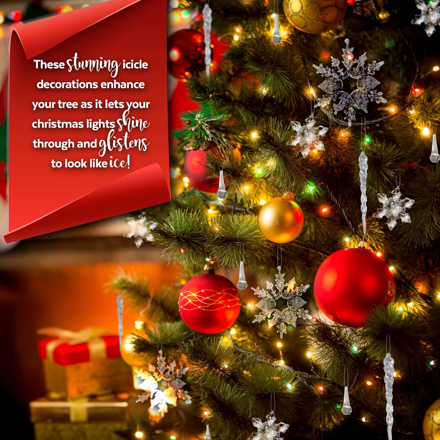 Clear Pms Christmas Tree Decoration Icicle Pack Of 12 Konozsigns Com