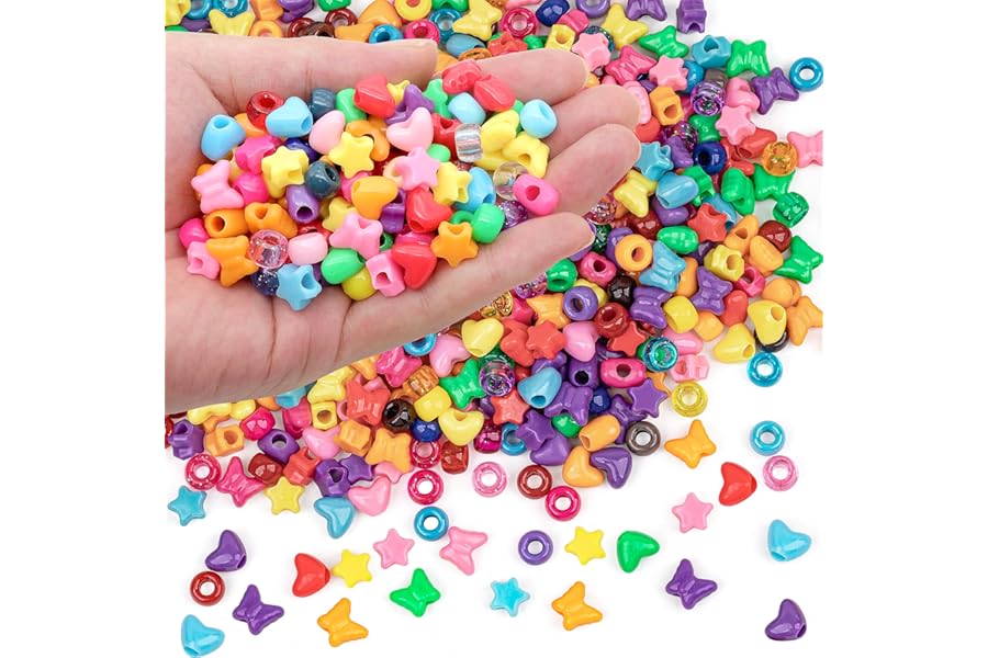 GMMA 900 Pcs Pony Beads Shapes for Bracelet、Jewelry Making、Friendship Bracelets Colourful Plastic 6x9mm Multi-Colored Fall Beads for DIY Bracelet Necklace Party Decoration Supplies
