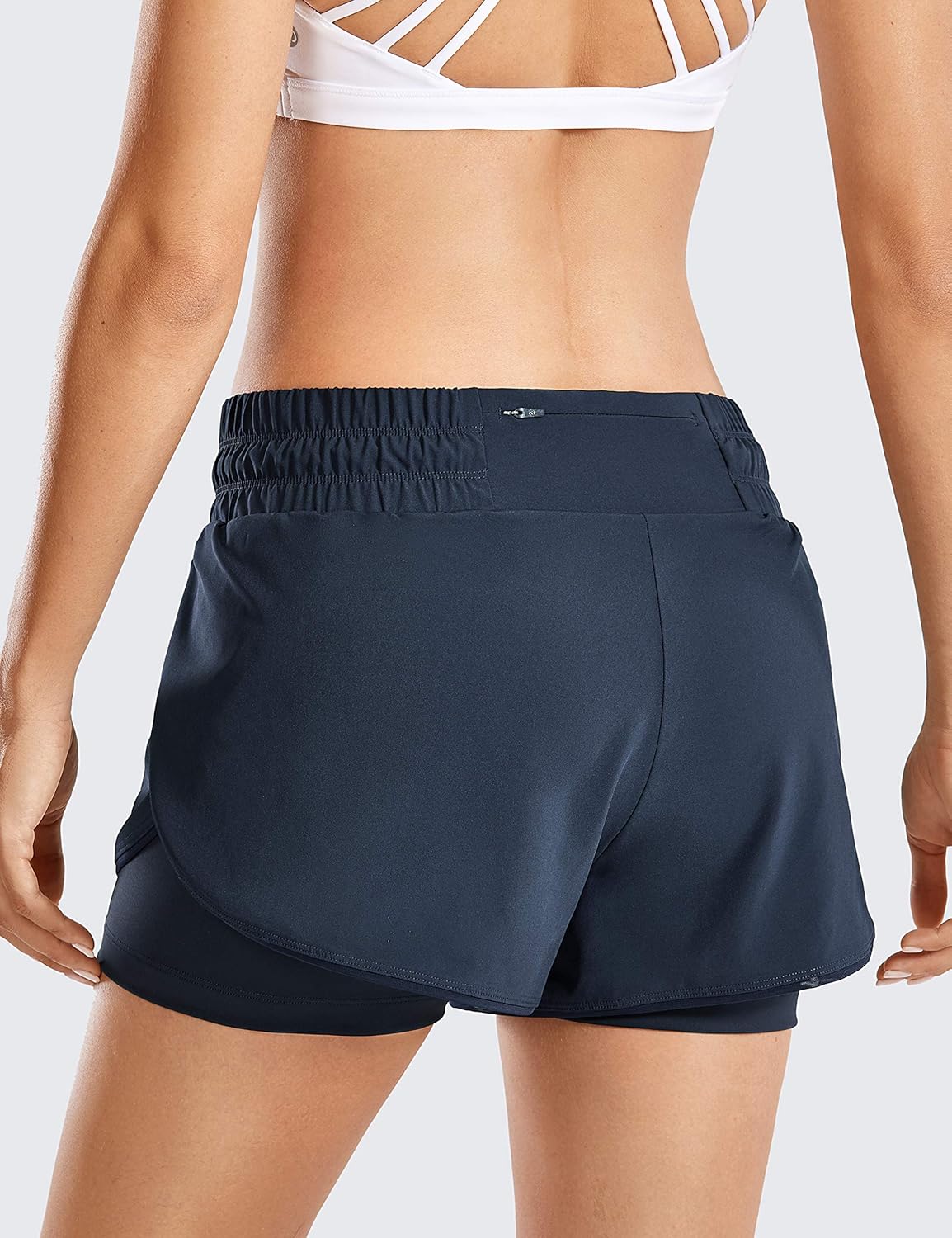 CRZ YOGA Workout Running Shorts Women with Liner 2 in 1 Athletic Sports Shorts with Zip Pocket- 3 inches: Clothing