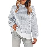 Womens Sweaters Fall 2026 Clothes Oversized Long Sleeve Colorblock Striped Knit Pullover Tops Casual Winter Trendy Outfits