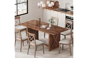 DWVO 70.8" Large Dining Table for 6 to 8 People, Farmhouse Rustic Wood Dinner Table, Rectangular Long Kitchen Dining Table for Dining Room, Living Room, Office