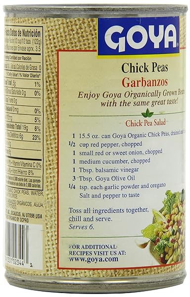 GOYA ORGANIC CHICK PEAS, GARBANZO BEANS, LOW SODIUM, 15.5 OZ