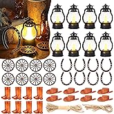 Meneng Western Themed Party Decorations Set: 40Pcs Cowboy Table Centerpieces Decor Supplies - Lucky Horseshoe Mini Lantern Wooden Wagon Wheel for Wedding Birthday Gatherings