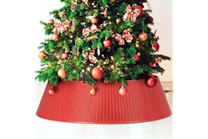 RIHOGAR Large Red Christmas Tree Collar, 33 Inch Plastic Tree Ring, Easy Set Up Christmas Tree Skirt Plastic Wicker Xmas Tree Base Stand Cove for Christmas Tree Decorations
