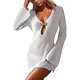 ANRABESS Women Beach Cover Ups 2026 Summer Crochet Knit Swimwear Mesh Bathing Suit Hollow Out Dress Swimsuit Vacation Clothes