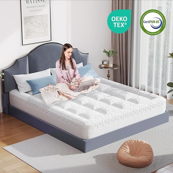 QUEEN SIZE-DUAL LAYER 3 INCH PILLOW TOP MATTRESS TOPPER, 1 INCH COOLING PILLOW TOPPER AND 2 INCH GEL MEMORY FOAM BED MATTRESS TOPPER FOR BACK PAIN & COMFORT SLEEP