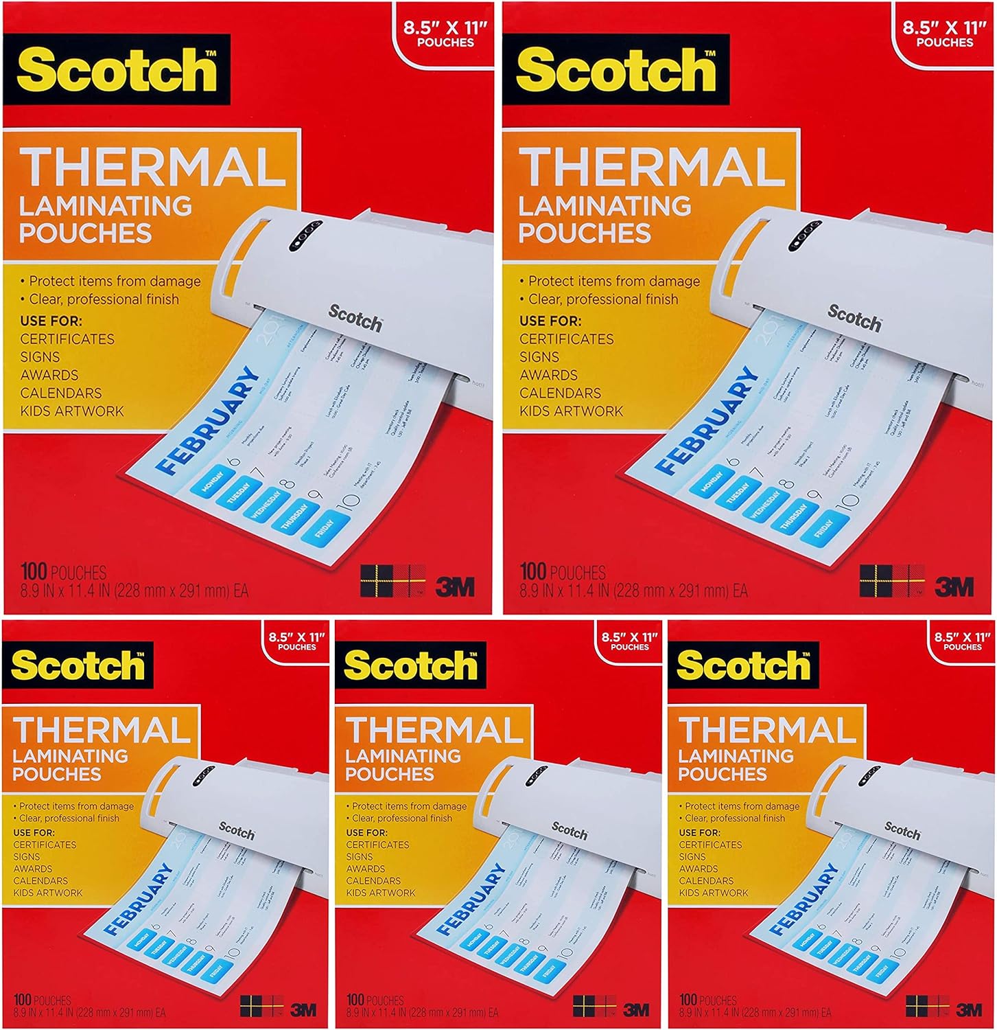 Scotch Thermal Laminating Pouches, 100Pack, 8.9 x 11.4