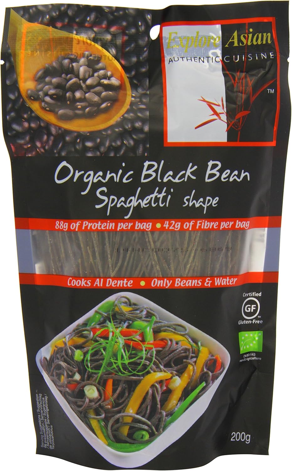 Explore Asian Organic and Gluten Free Black Bean Spaghetti 200 g (Pack of 6) Amazon.co.uk Grocery